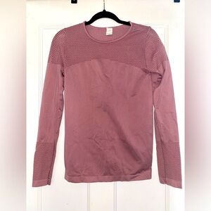 Pink Long Sleeve Mesh Top